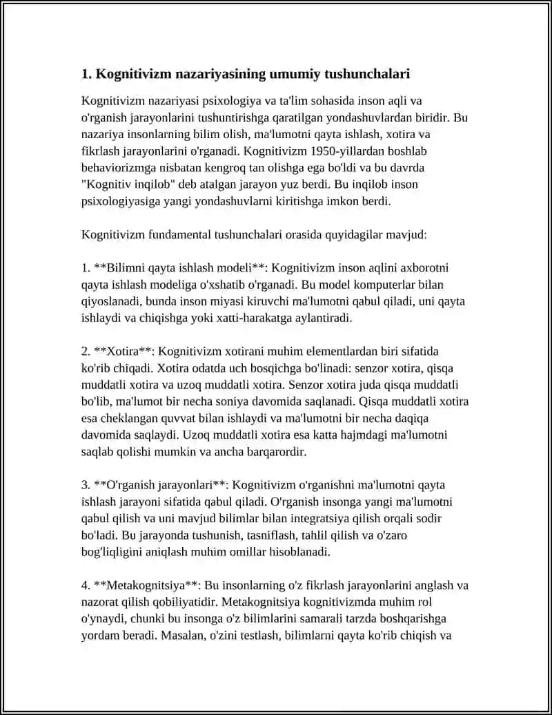 KOGNITIVIZM. MASHGULOT YAKUNIGA KELIB 4