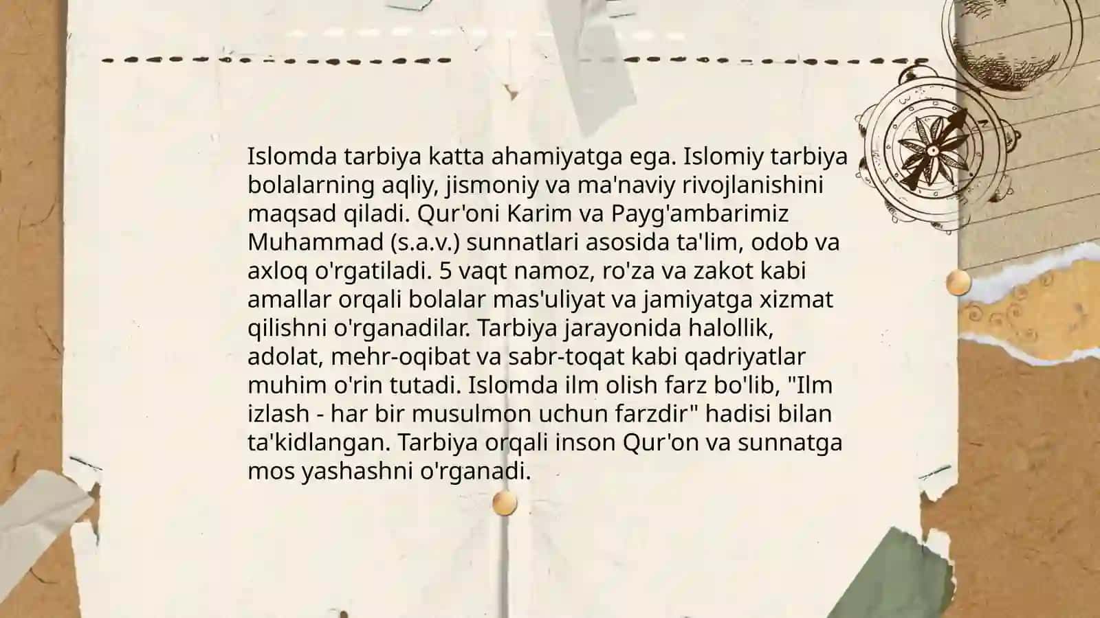 Xalq tarbiyasida diniy tarbiyaning ifodalanishi Muzaffarova Sevinch 4