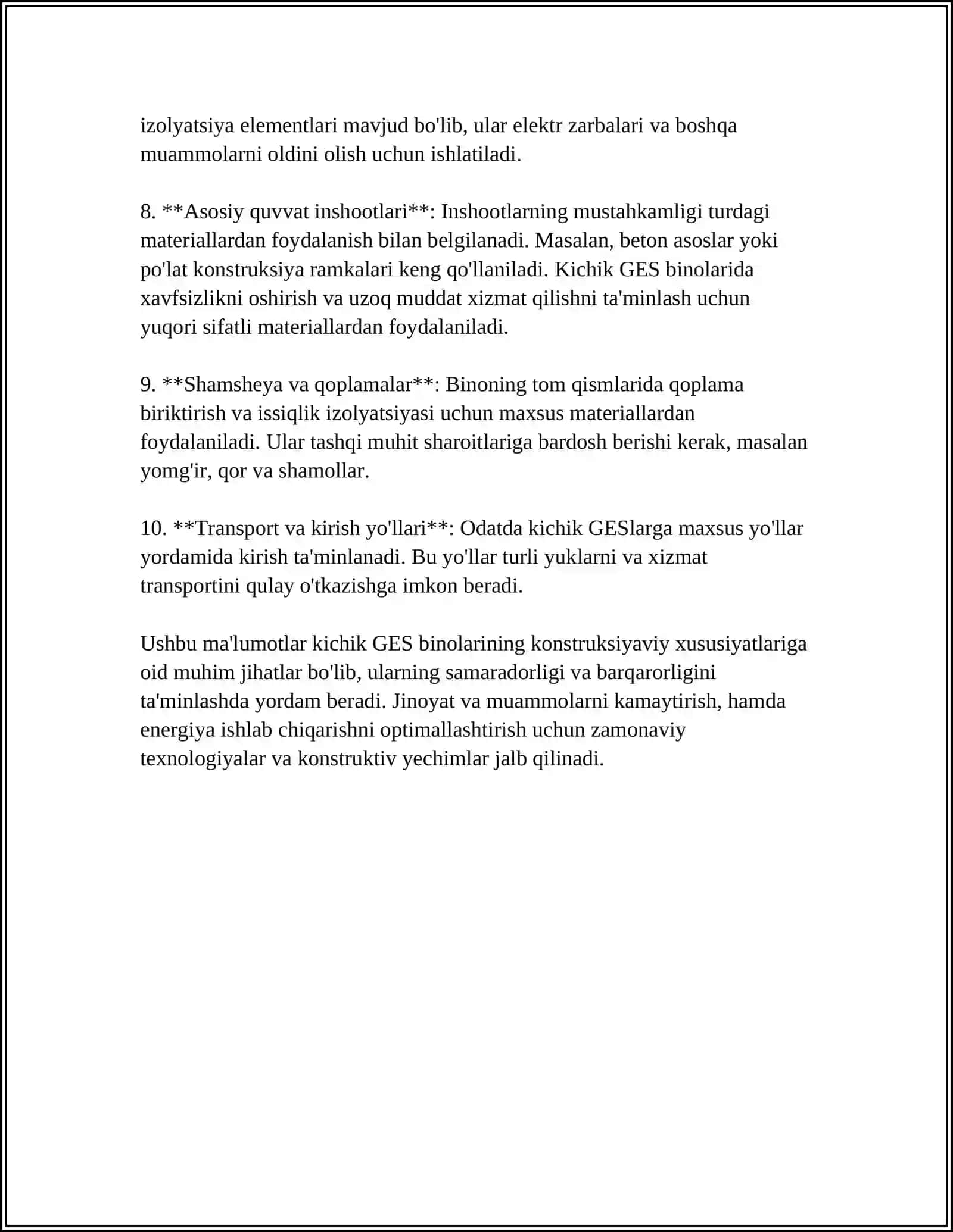 KICHIK GES BINOSI KONSTRUKSIYASINING OʻZIGA XOS JIHATLARI 4