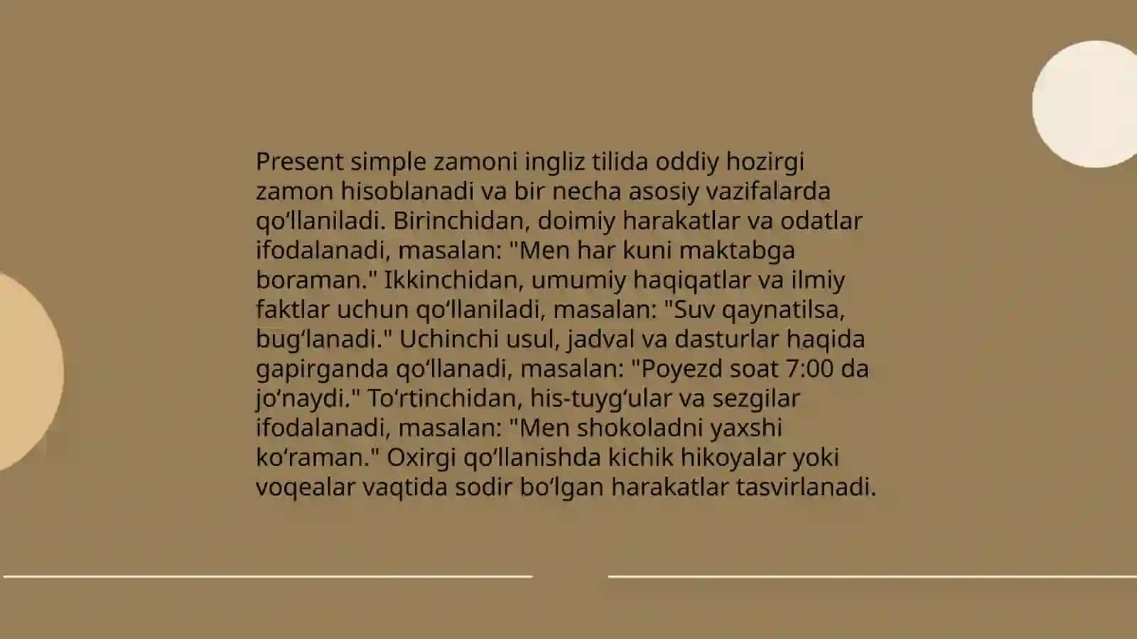 Present simple zamonini tushuntirish 4