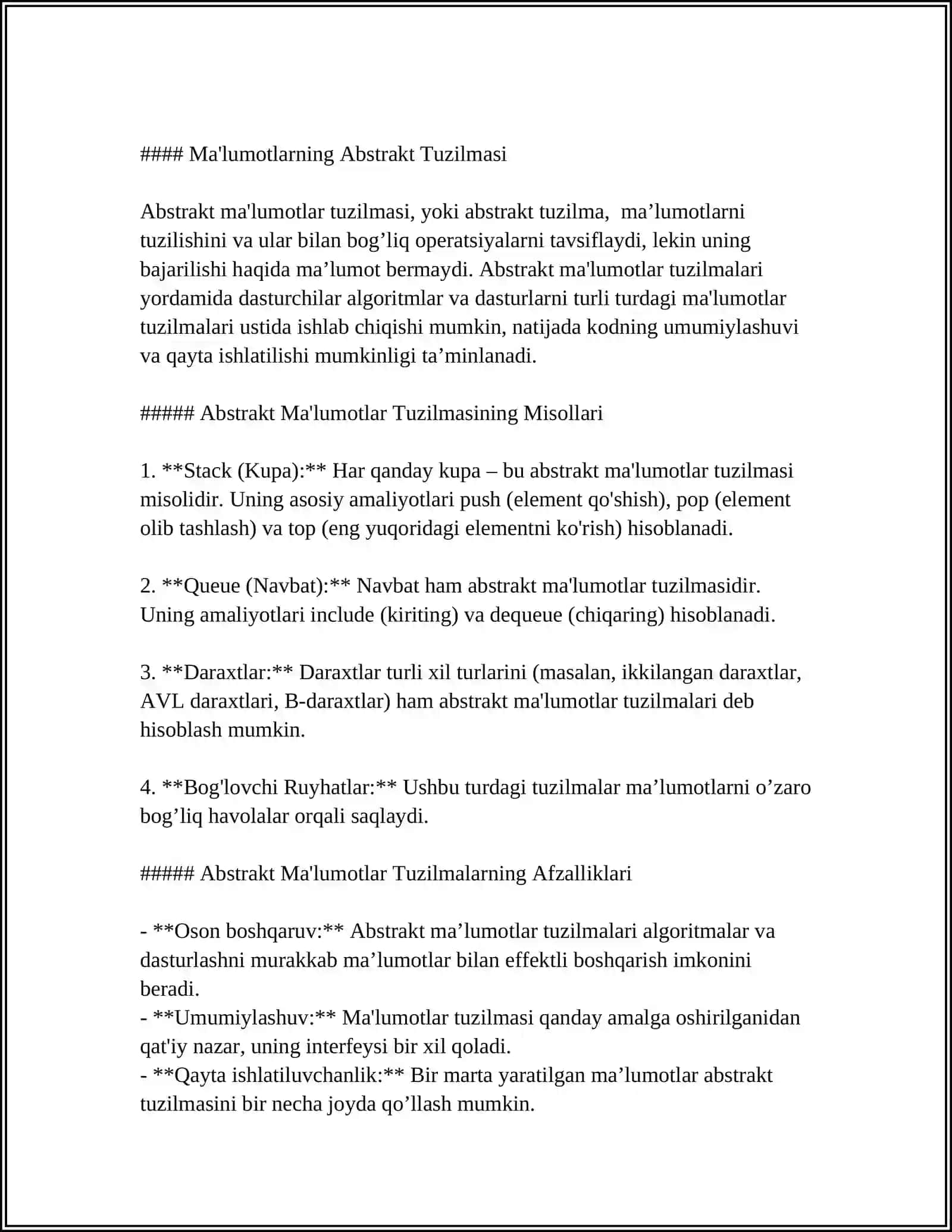 MA'LUMOTLARNING ABSTRAKT TUZILMASI 4