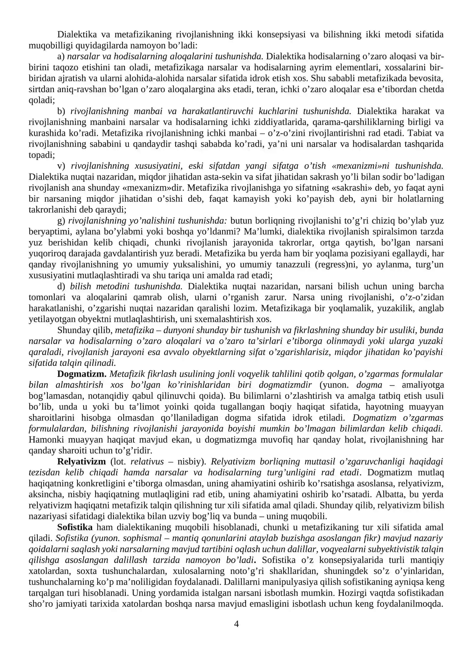 Rivojlanish falsafasi 4