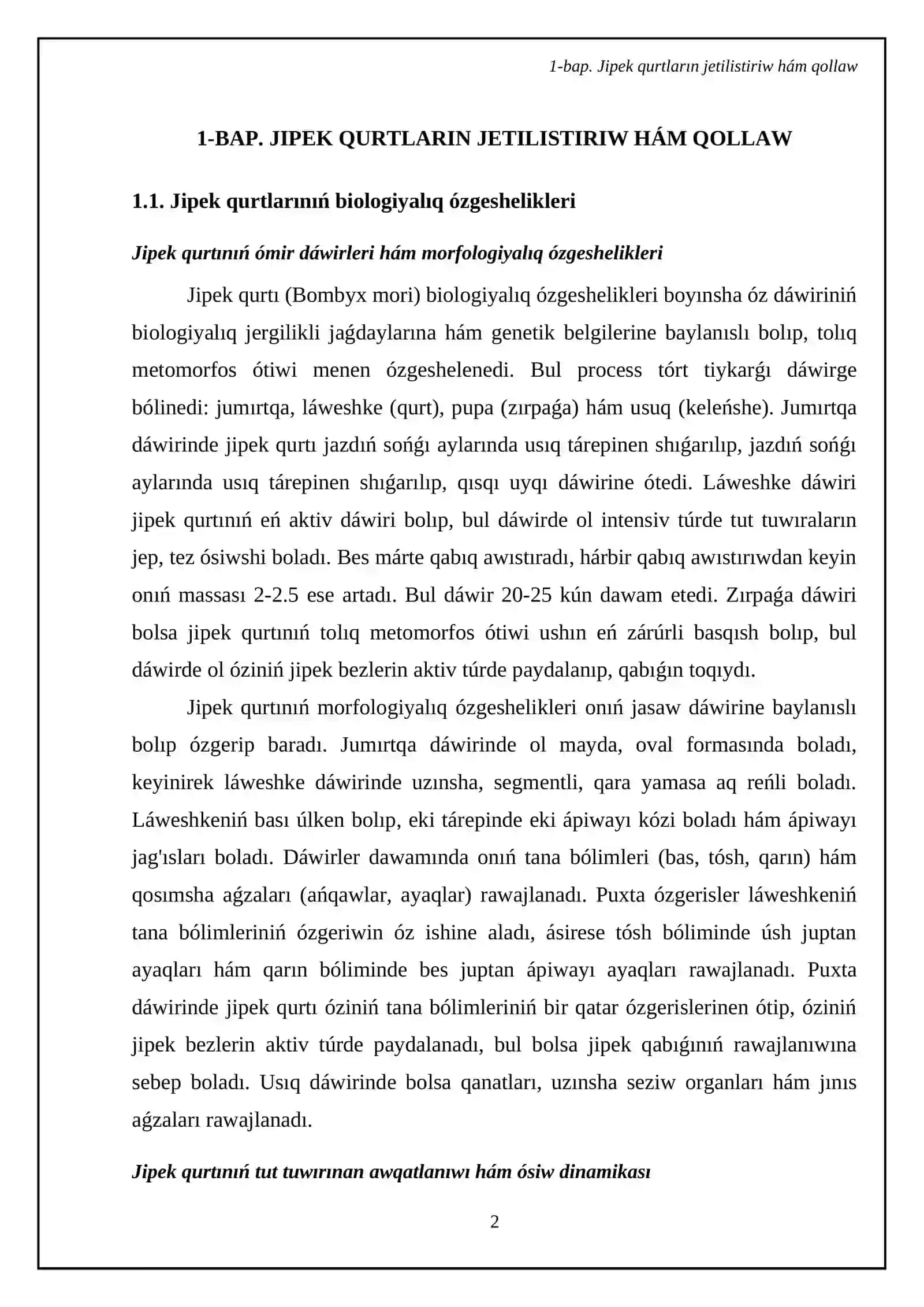 Janlanǵan jipek qurtlarin baqlaw hám tarqatıw 4