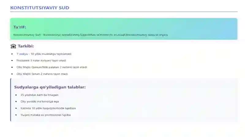 Sud tizimi: Oliy sud va Konstitutsiyaviy sud 4