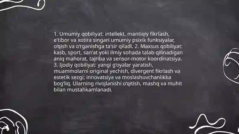 Qobiliyat va uning rivojlanishi 4
