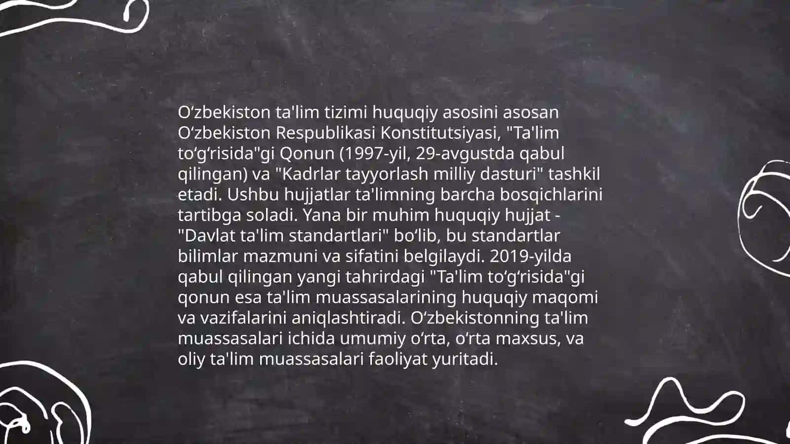 Ta'lim to'g'risidagi qonunning tuzilishi va uning mohiyati 4