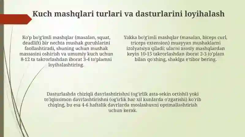 Kuch Mashqlar Usullarini Hisobga Olish 4