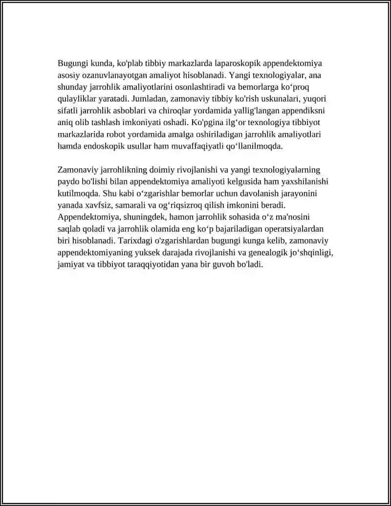 Zamonaviy Appendektomiya 4