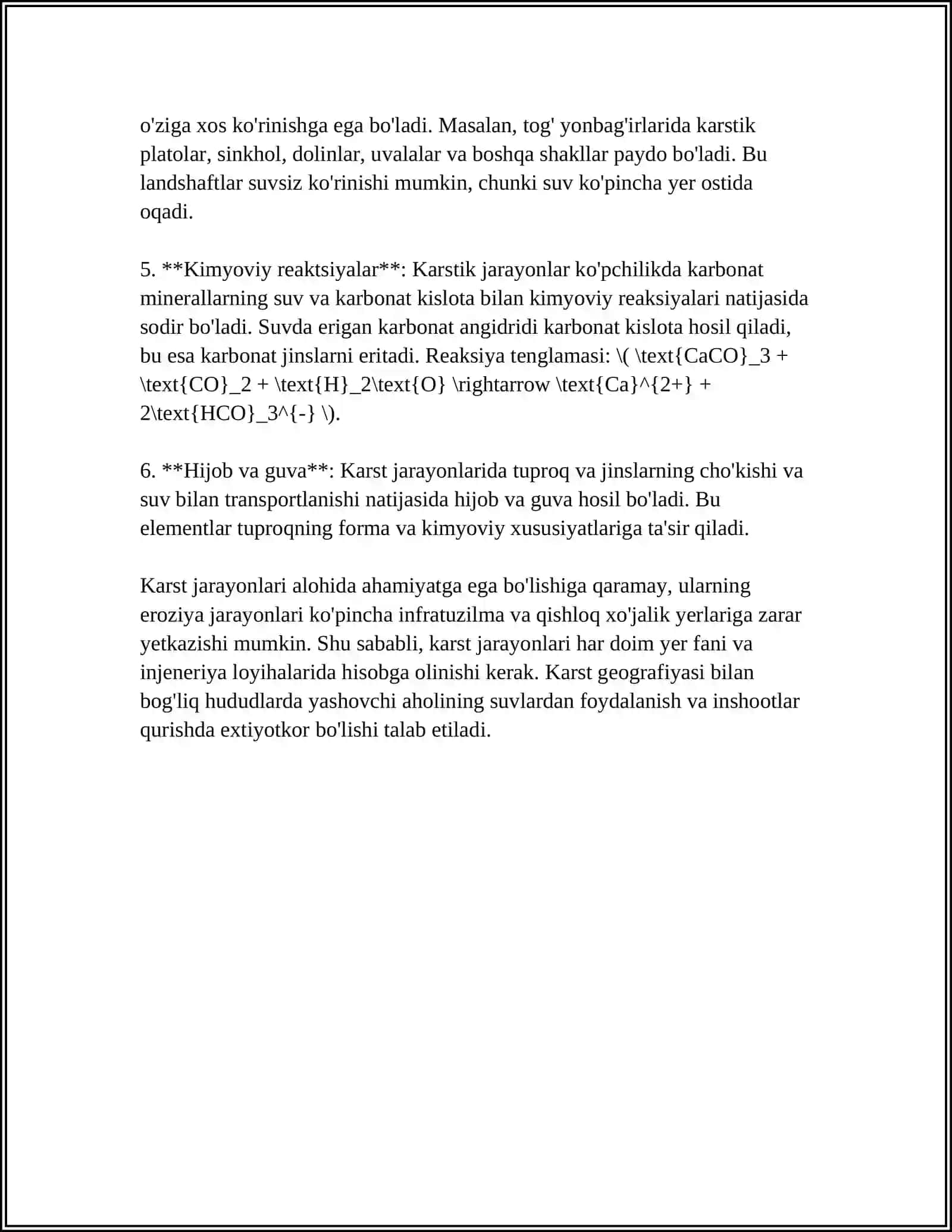 KARST JARAYONLAR VA KARST RELEFIGA TA'RIF BERISH 4