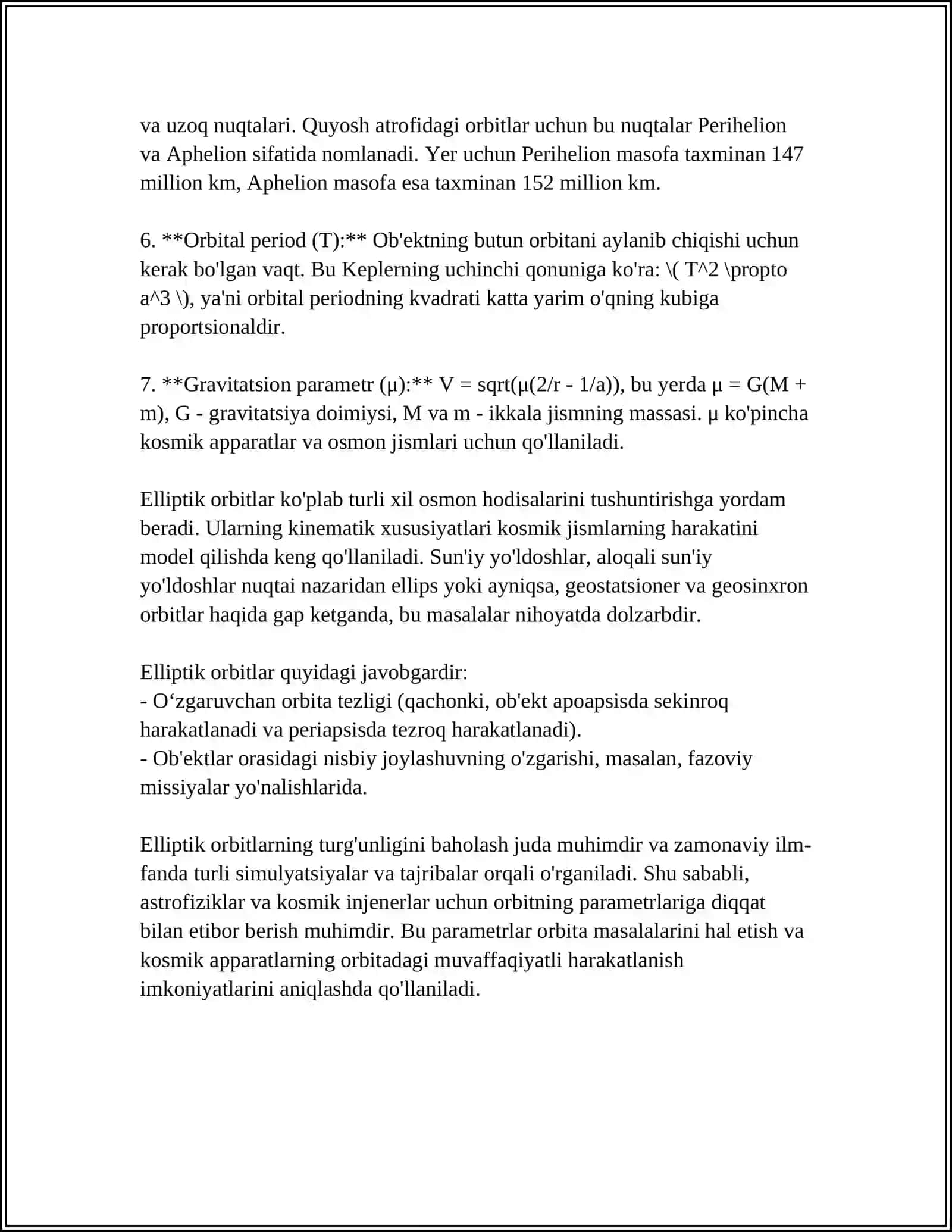 MARKAZIY MAYDONDAGI HARAKAT. KEPLER QONUNLARI 4