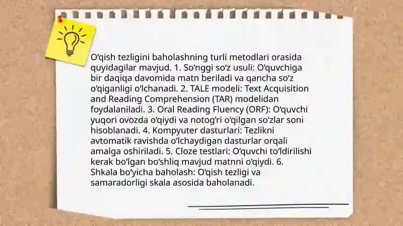O'quvchilarning o'qish tezligini aniqlash 4