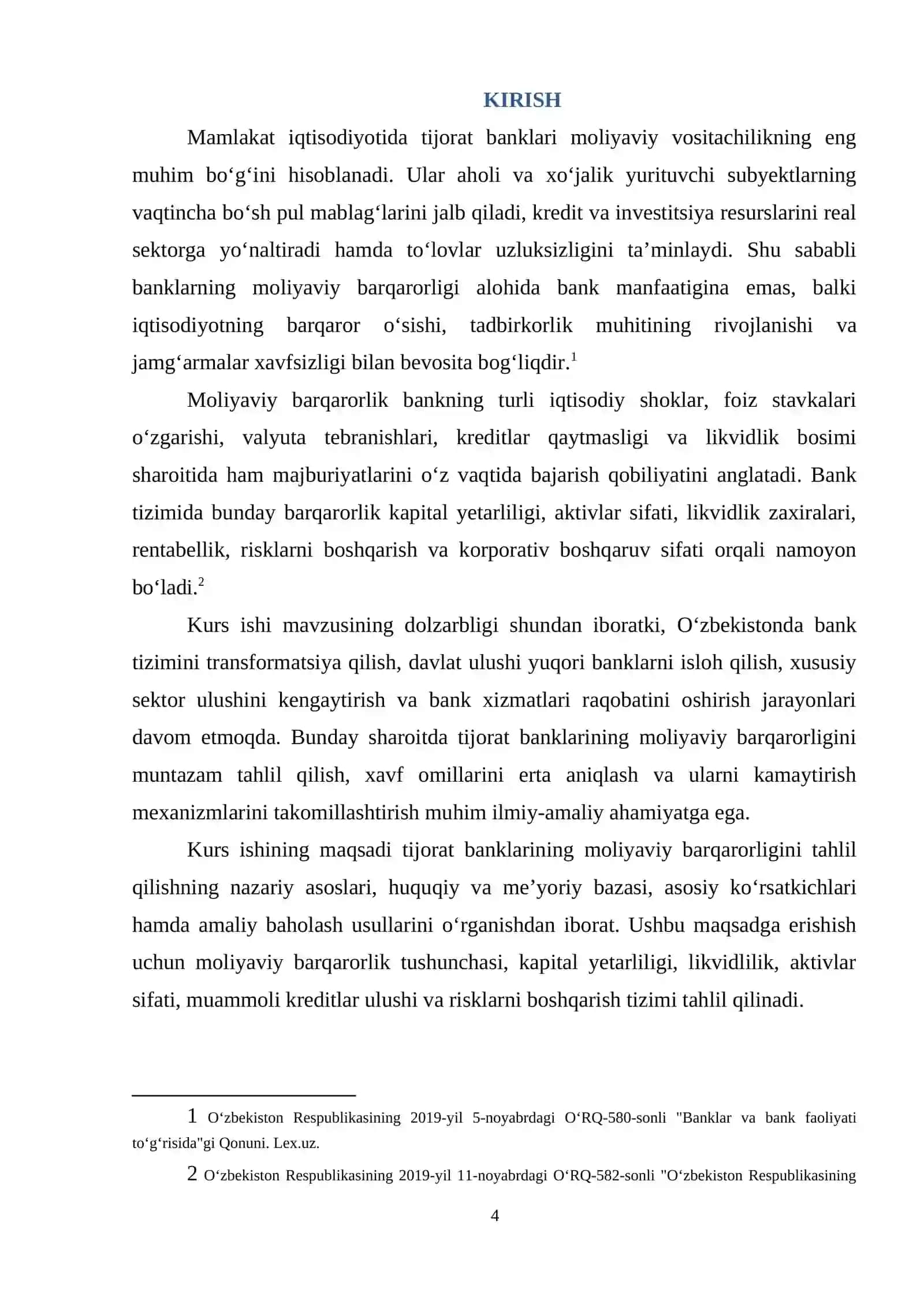 Tijorat banklarining moliyaviy barqarorligini tahlil qilish 4