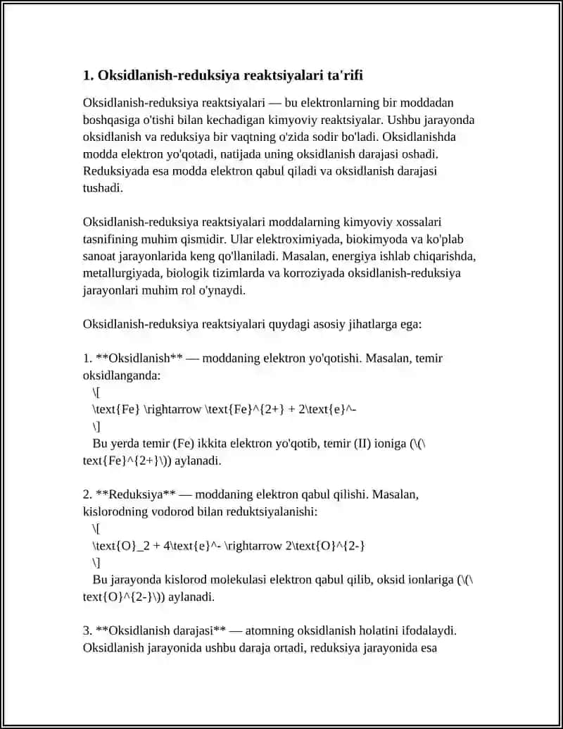 OKSIDLANISH QAYTARILISH REAKSIYLARI 4