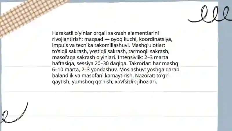 Milliy va harakatli o'yinlar orqali yengil atletika sport turining elementlarini o'rgatish 4