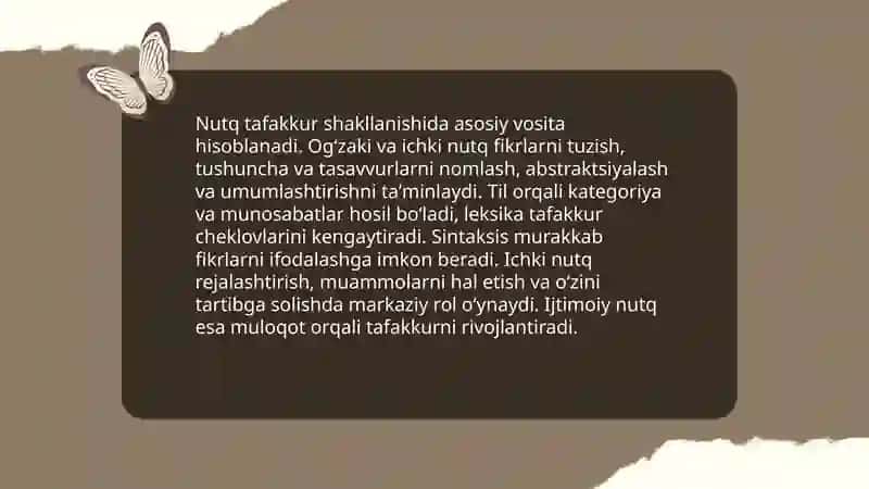 Til tafakkur va nutq munosabati 4