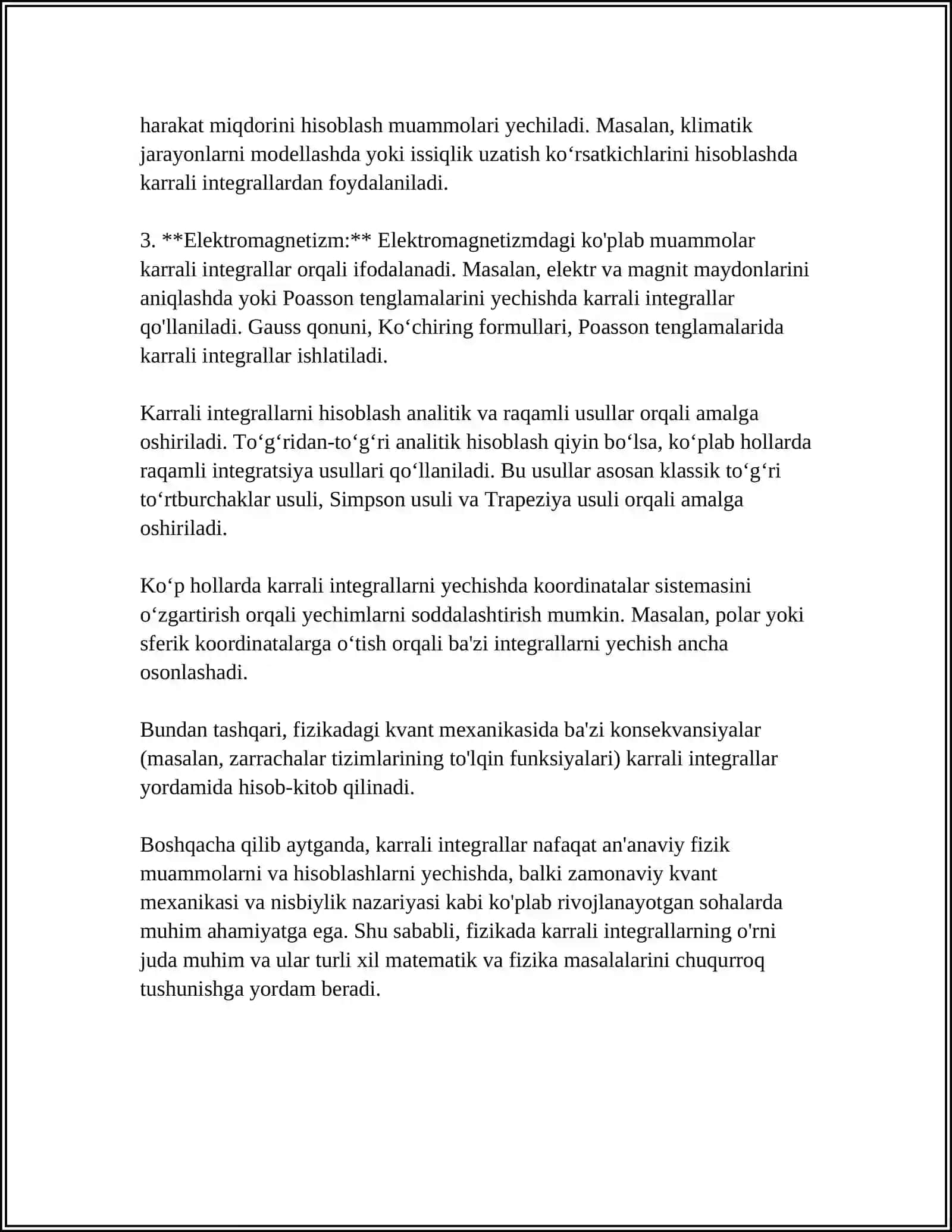 KARRALI INTEGRALLARNING FIZIKADAGI TATBIQLARI 4