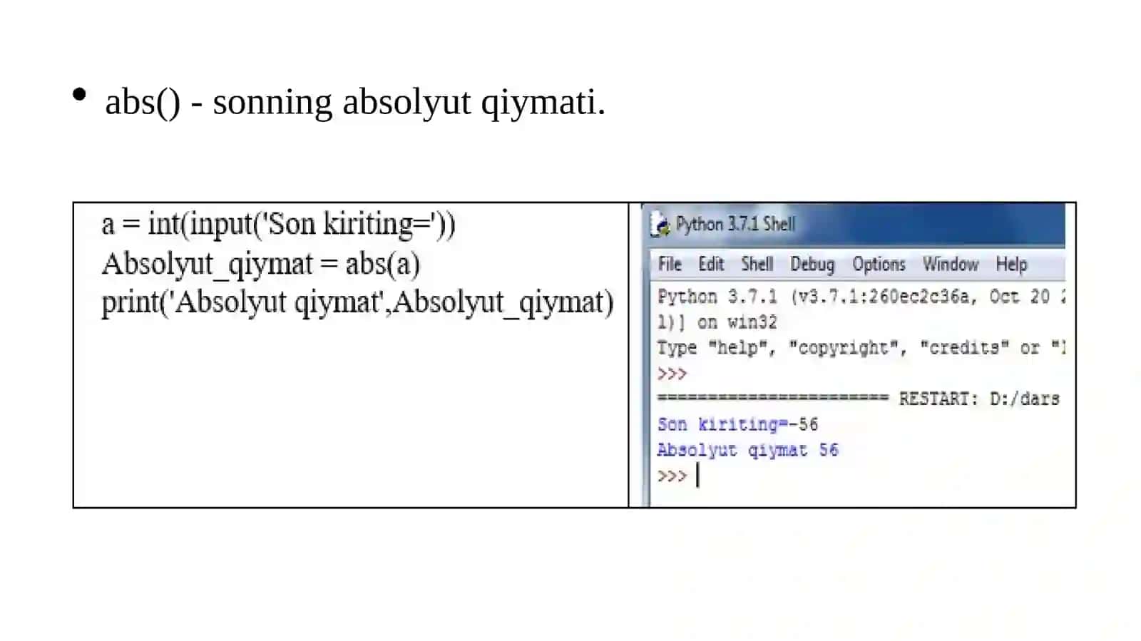 PYTHON DA MATEMATIK FUNKSIYALAR 4
