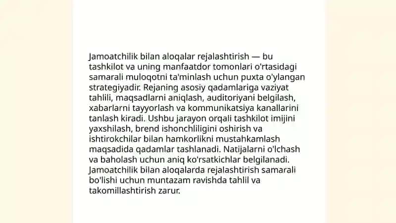 Jamoatchilik bilan aloqalar boshqarish 4