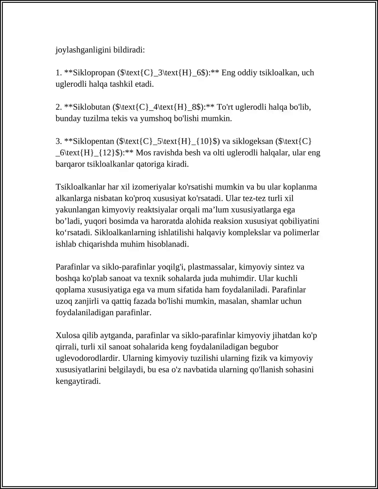 PARAFIN VA SIKLO PARAFINLARNI SIKLONLASH 4