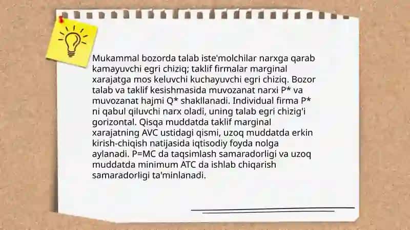 Mukammal bozorda raqobat va monopoliya 4