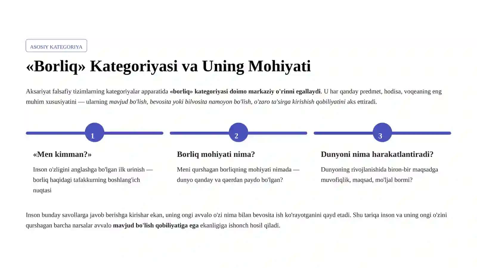 Borliq Falsafasi (Ontologiya) 4