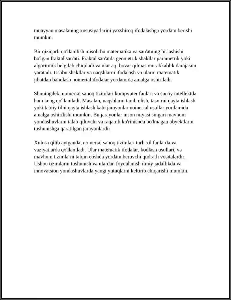 NOINERSIAL SANOQ TIZIMLARI 4