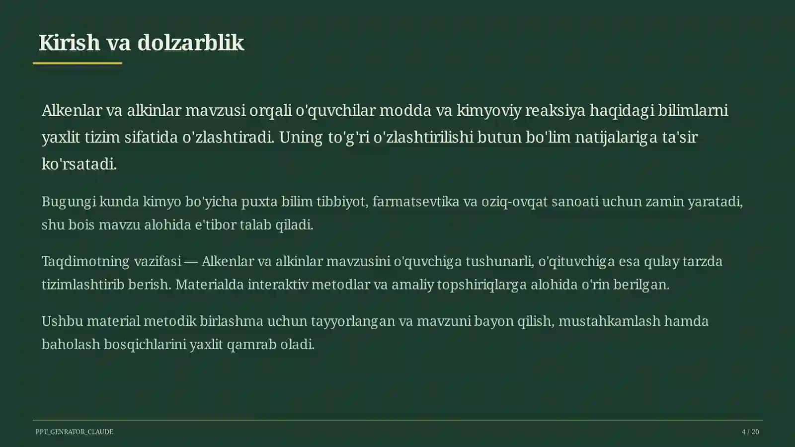 Alkenlar va alkinlar (10-sinf) 4