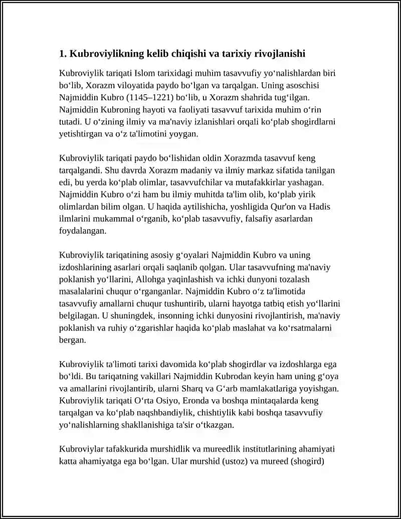 TASAVVUF TA'LIMOTI: KUBROVIYLIK 4