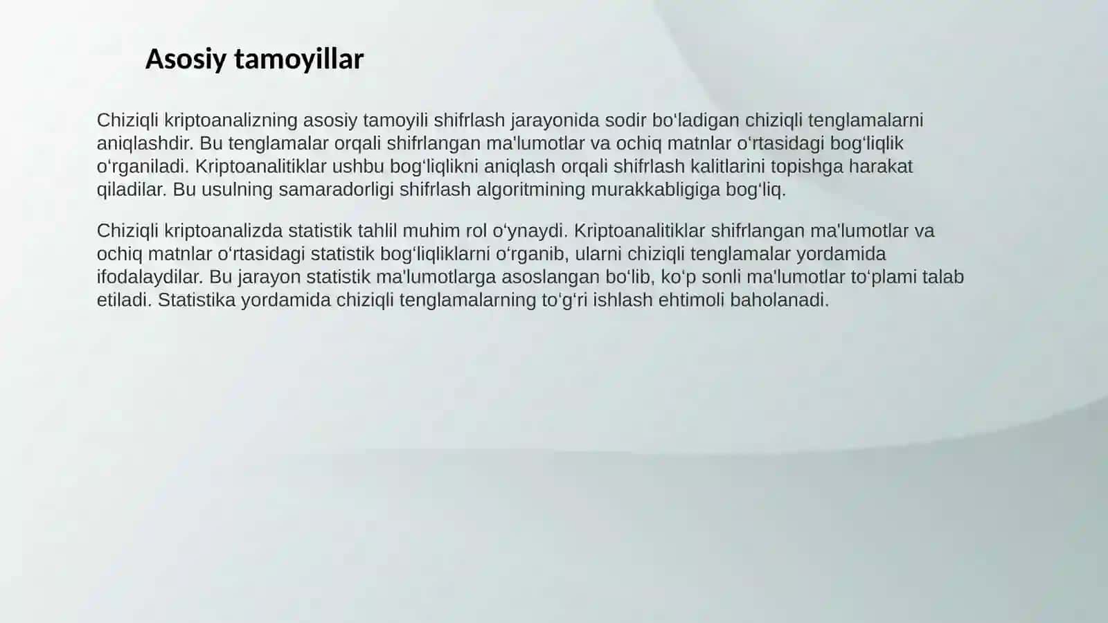 Chiziqli kriptoanaliz va qo‘llanilishi 4
