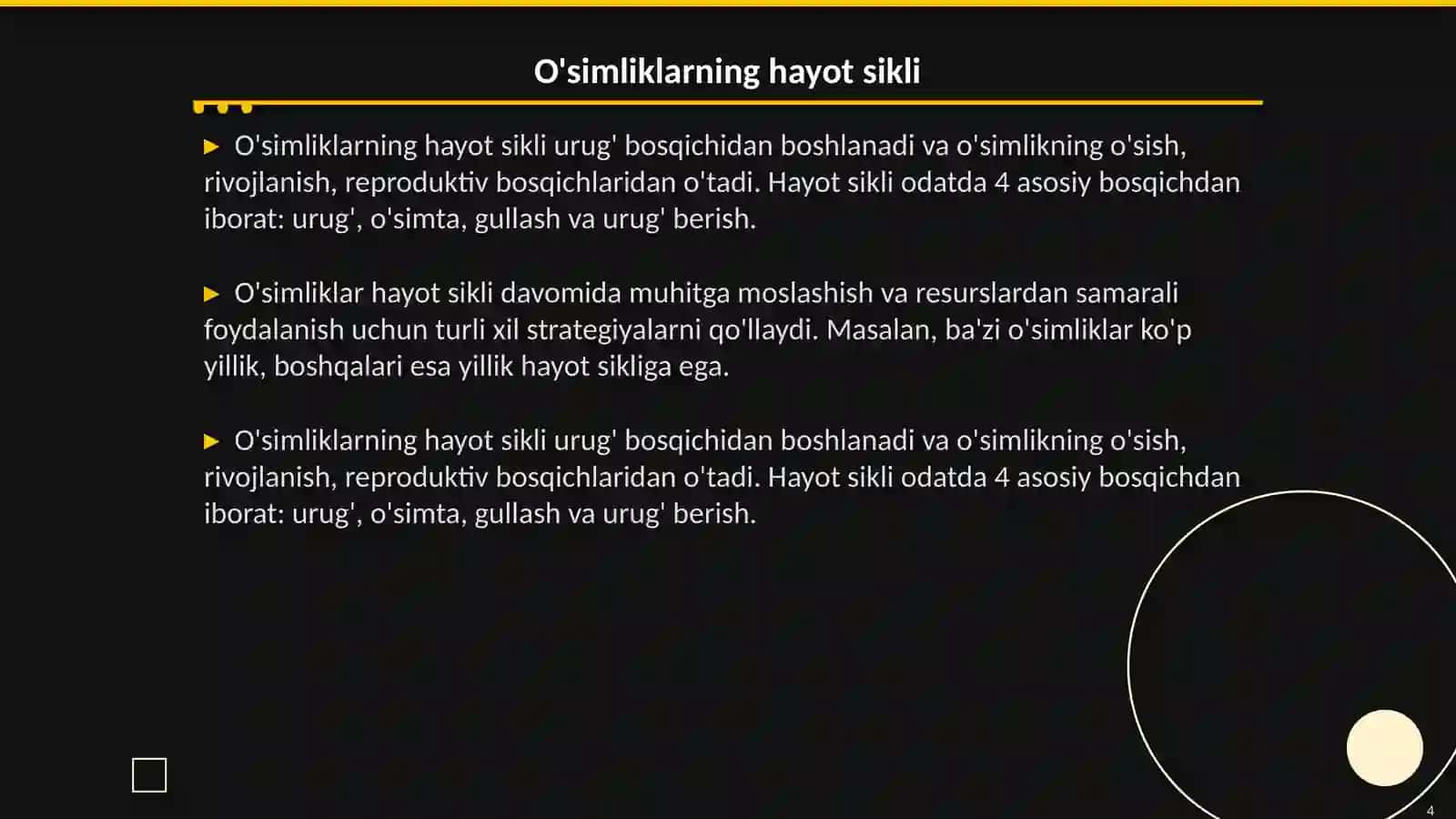 O'simliklarning ontogeniz davrlari 4