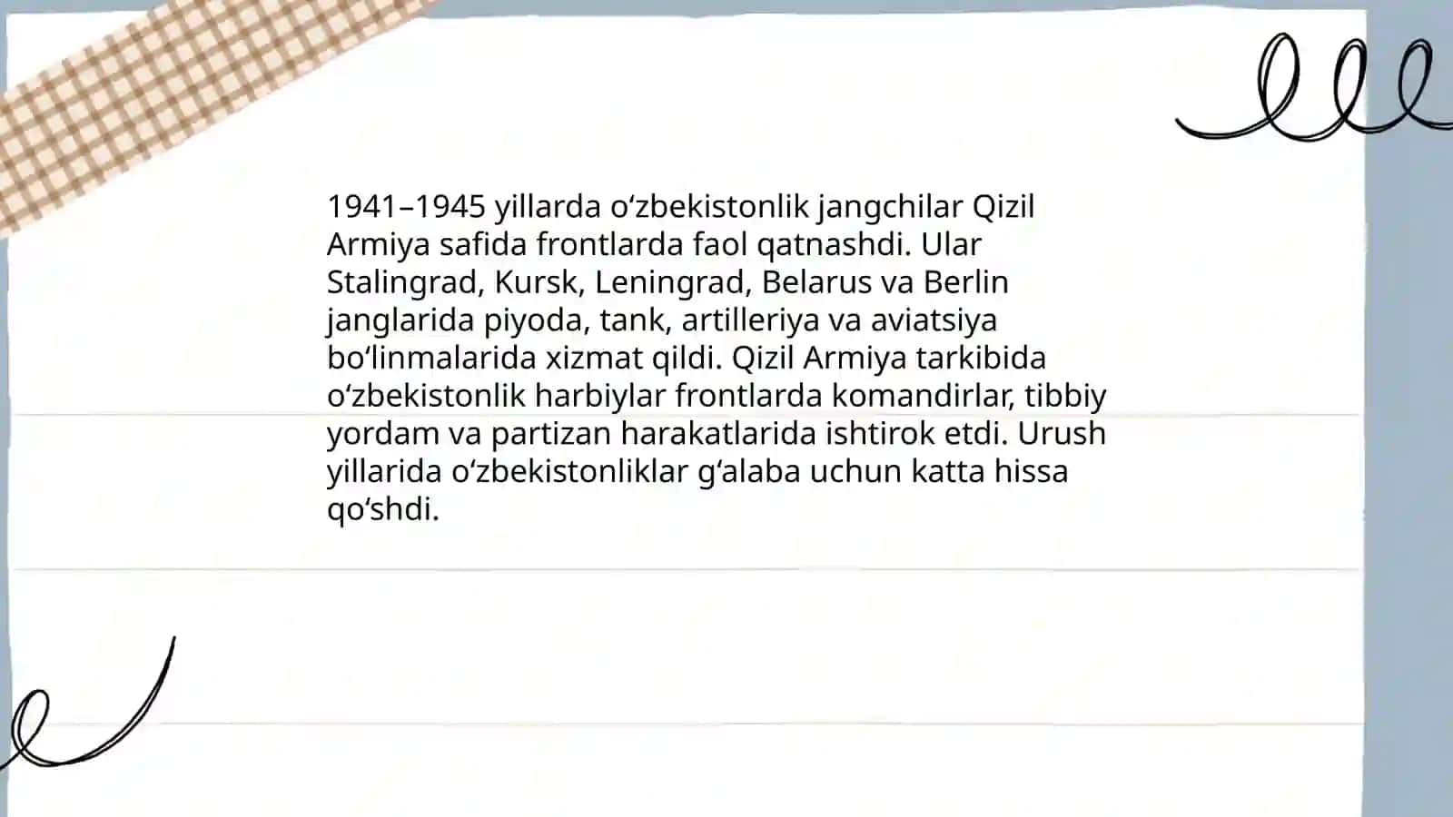 O‘zbekiston 2 jahon urush yillarida 4