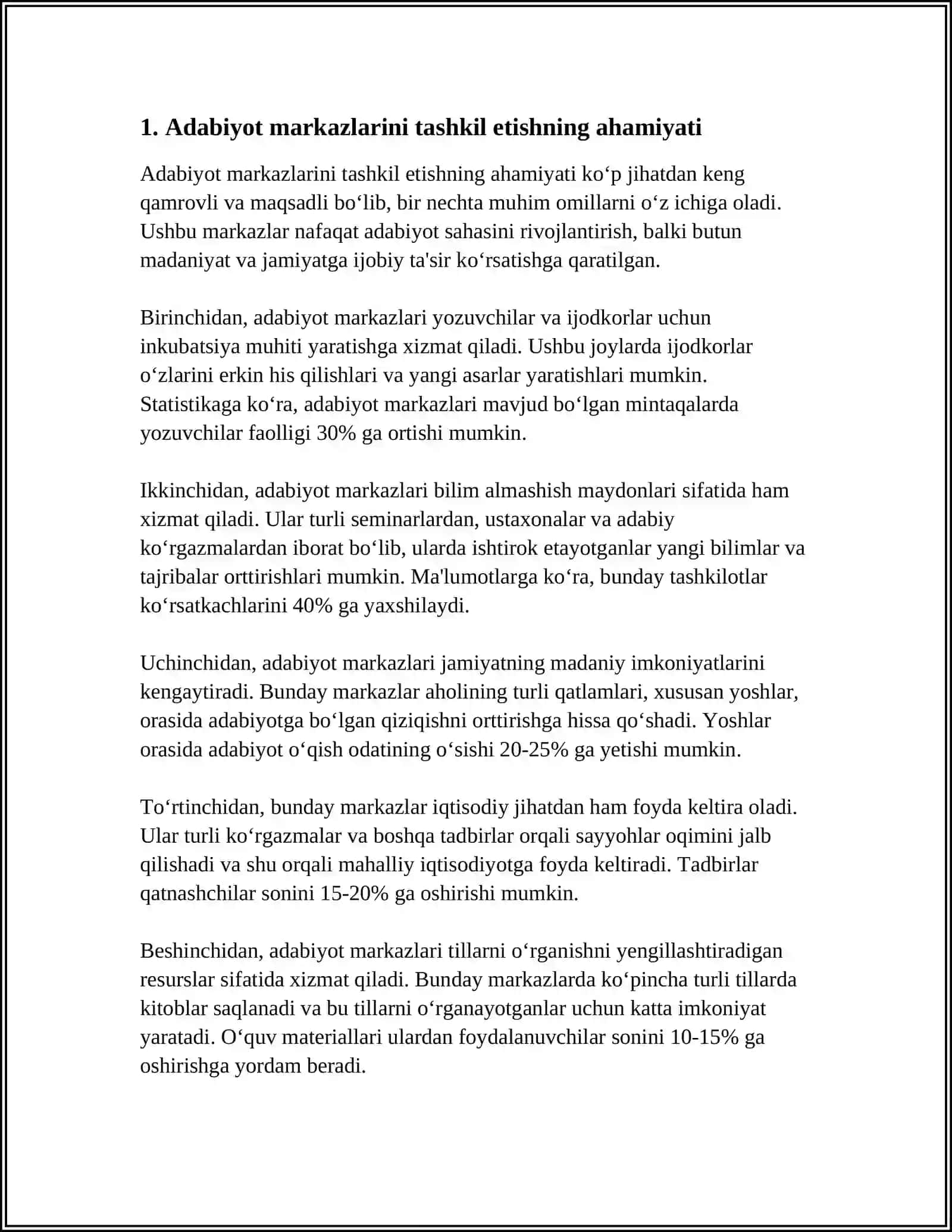 MAKTABGACHA TAʼLIM TASHKILOTLARIDA MARKAZLAR BOʻYICHA ADABIYOTNI OʻRGANISH, AMALIY MASHGʻULOTLAR, TADQIQOTLAR OʻTKAZISH, MUTAXASSISLAR BILAN MULOQOT 4