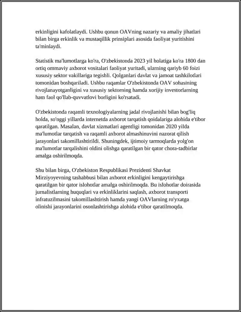 OAV sohasidagi qonunchilik va tartibga solish 4