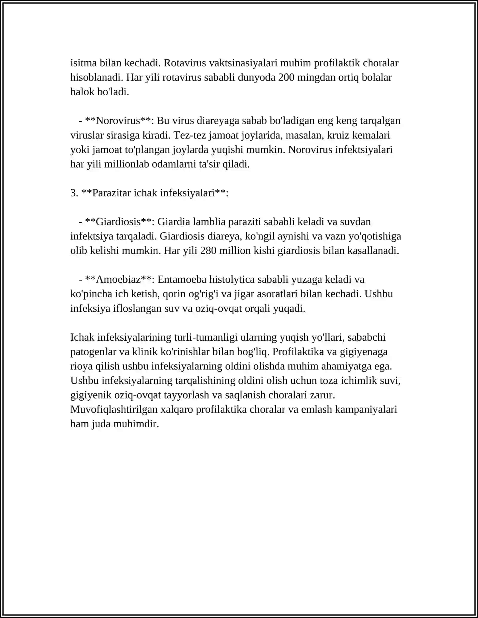 MUSTAQIL ISH Mavzu: ICHAK INFEKSIYALARI 4