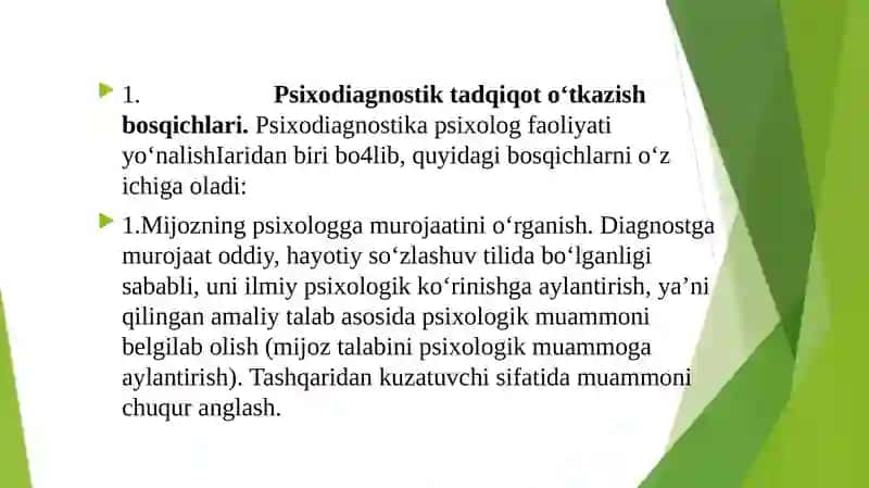 Psixologik  diagnostika va ularning imkoniyatlari 4