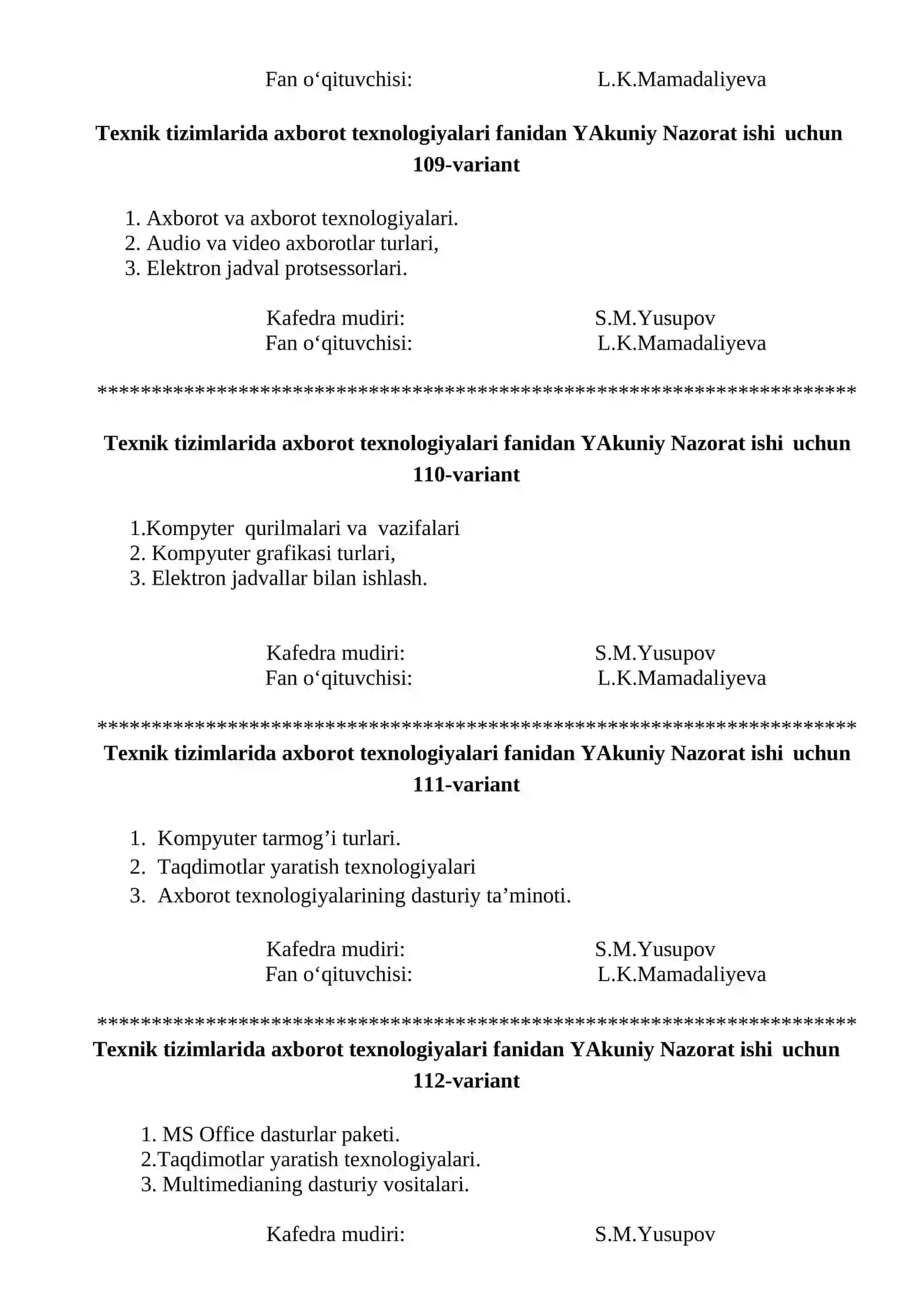 YAkuniy Nazorat ishi uchun, 97-variant 4
