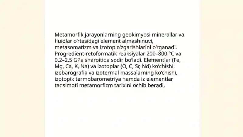Metamorfik jarayonlar geokimyosi 4