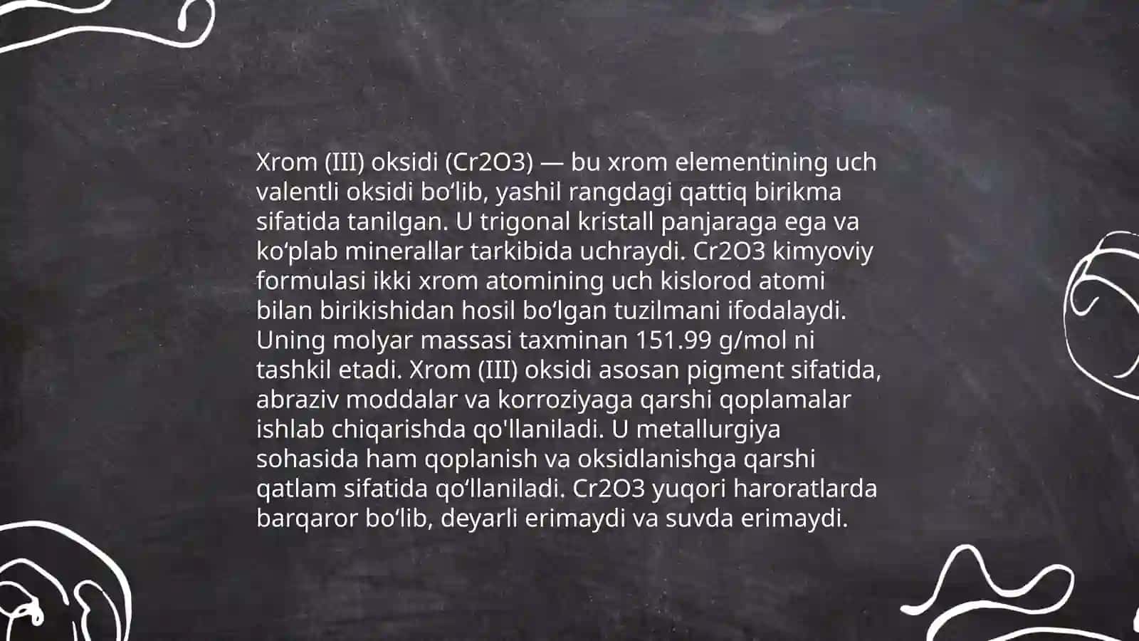 Xrom (|||) oksidi olinishi va xossalari 4