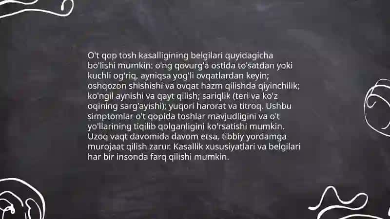 O't qop tosh kasalligi,yosh bolalarda holisistit 594-1-ped Jabborova Mohina 4