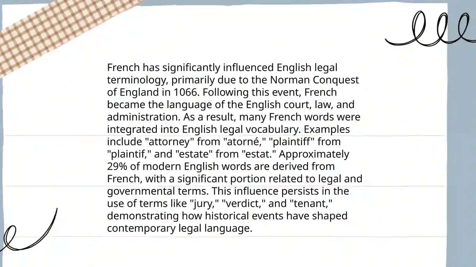 The influence of French vocabulary on English legal terminology 4