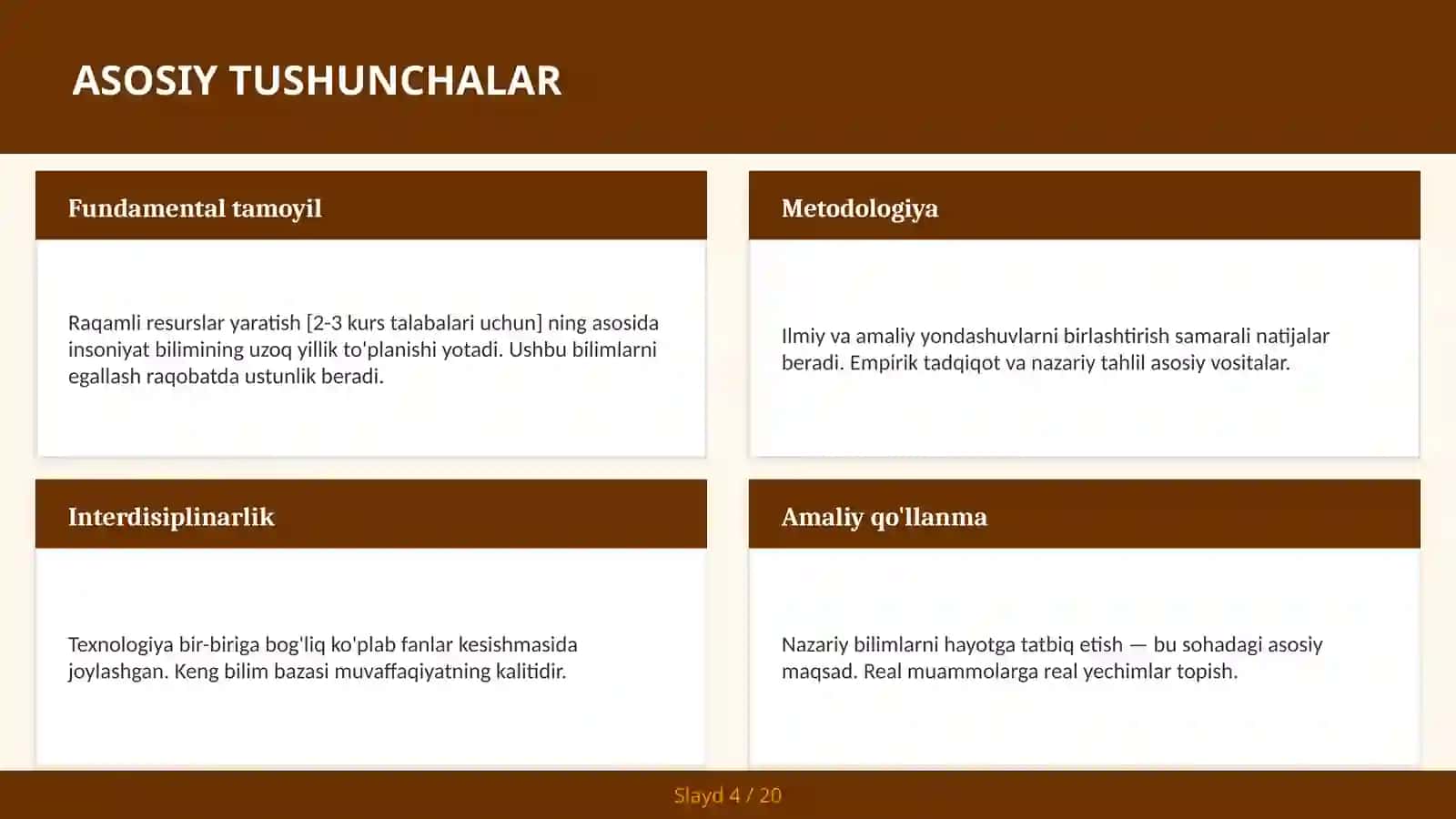 Raqamli resurslar yaratish [2-3 kurs talabalari uchun] 4