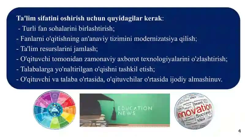 taqdimot texnologiyasi va uni oʻquv jarayoniga qoʻllash metodikasi 4