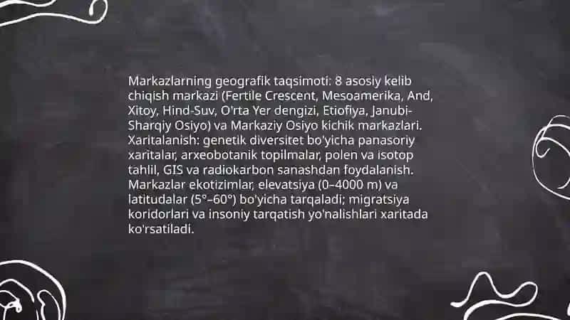Madaniy o'simliklarning kelib chiqish markazlari 4
