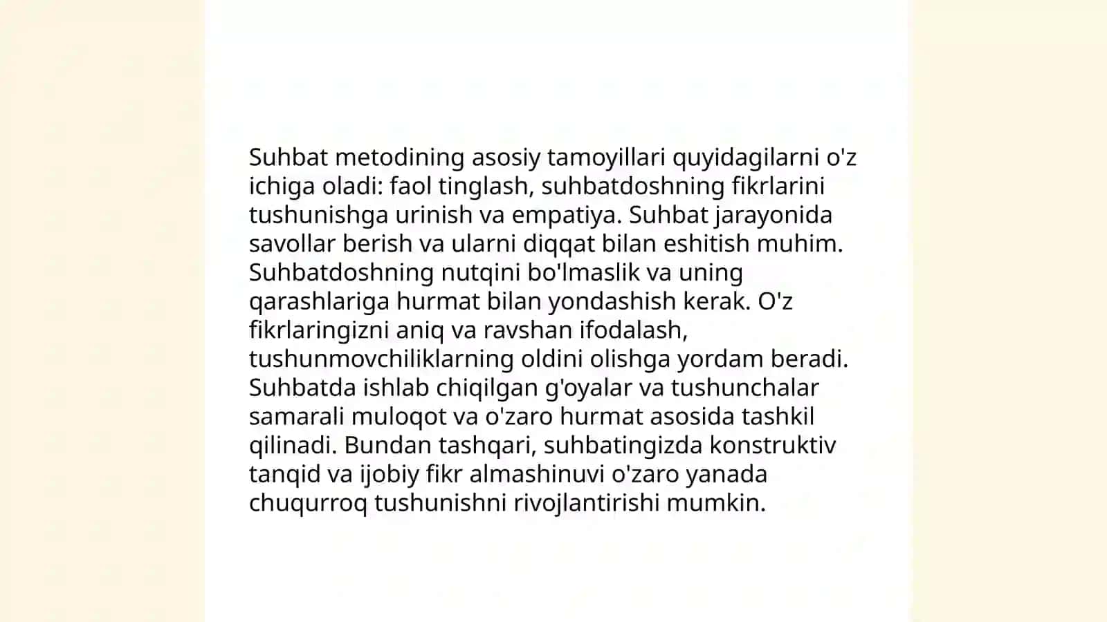 Texnologiya darslarida suhbat metodi 4