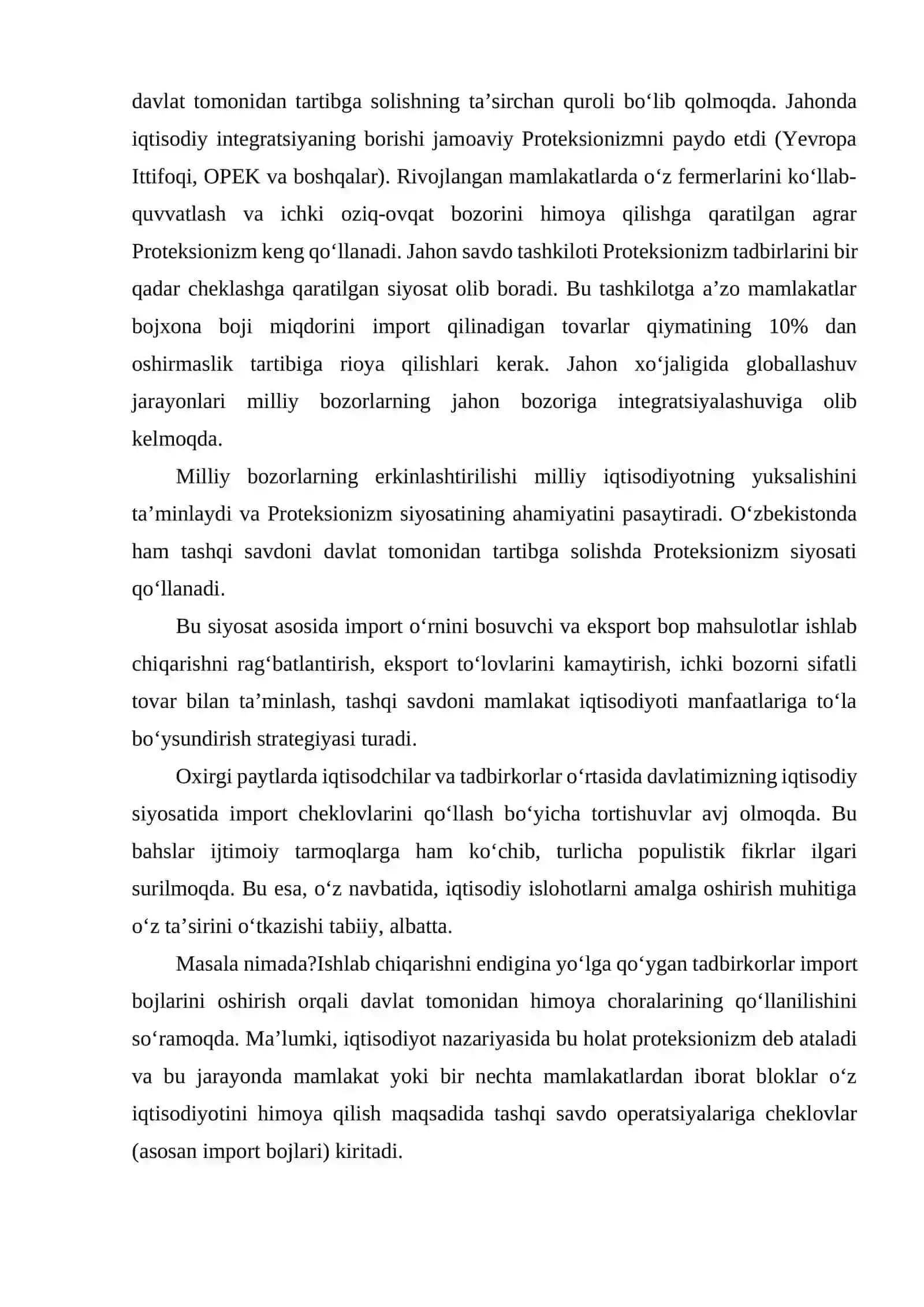 PROTEKSIONIZM SIYOSATI HAQIDA MALUMOT 4