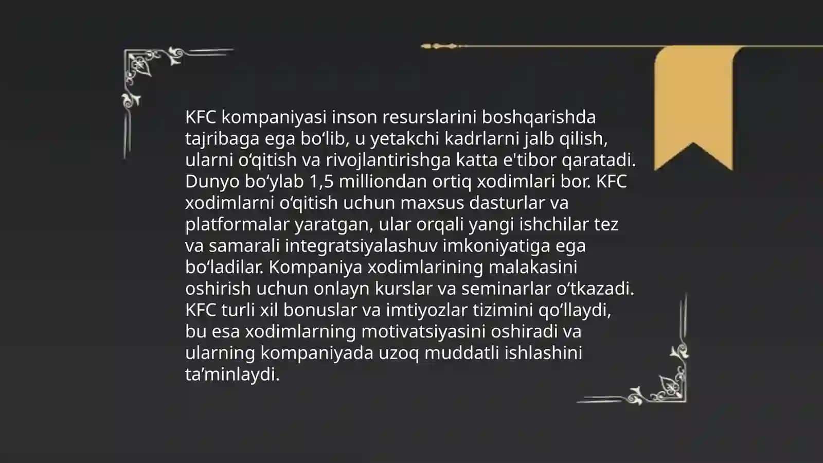 Inson resurslarini boshqarishning xorijiy tajribalari va undan Oʻzbekistonda ijodiy foydalanish imkoniyatlari (KFC kompaniyasi misolida) 4
