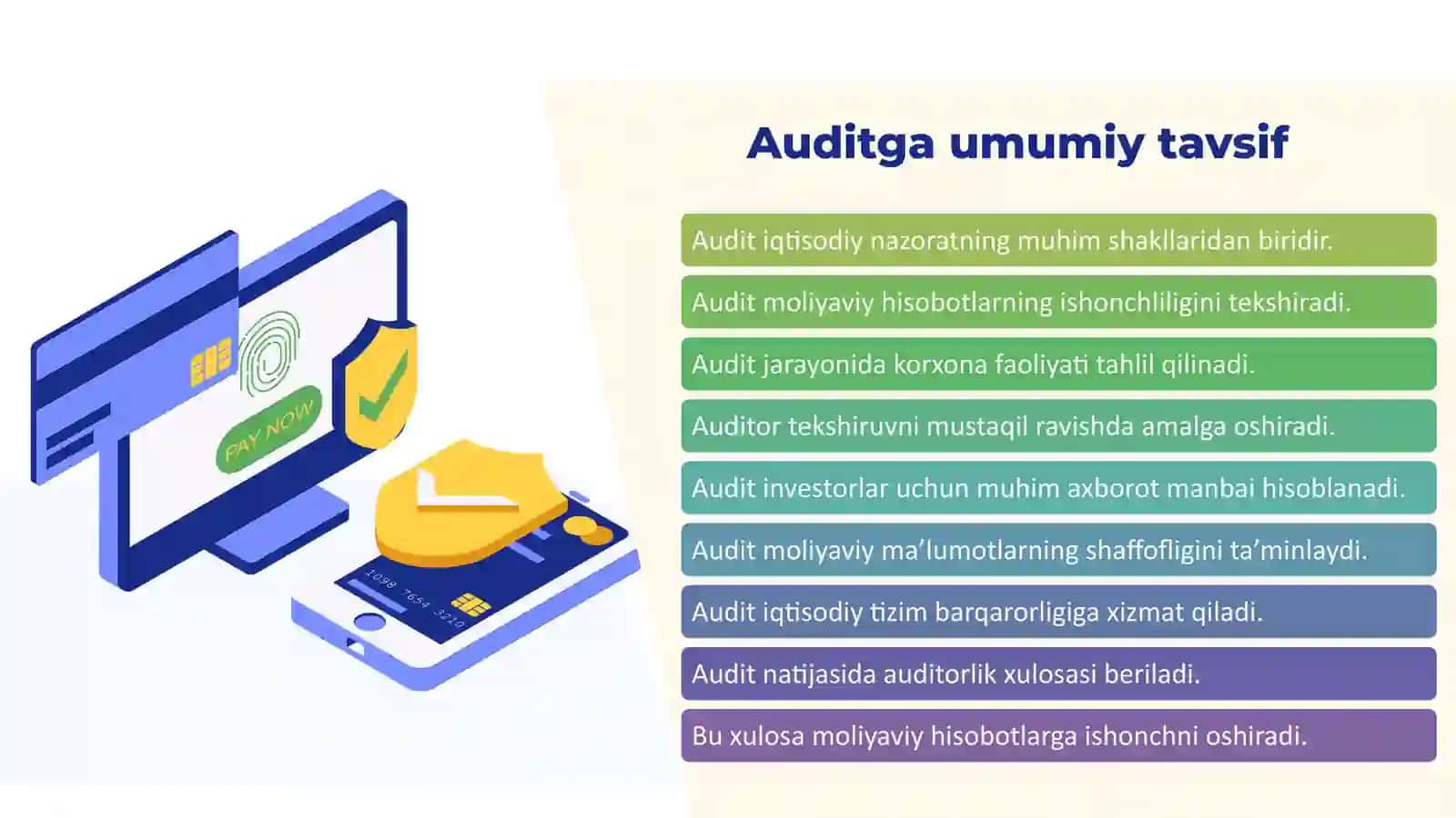 Abdullayev Nurmuhammadning Audit fanidan tayyorlagan taqdimoti 4