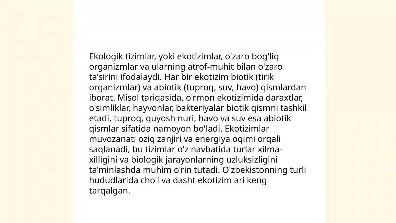 Organizm va muhit oʻrtasidagi oʻzaro taʼsirlashuv 4
