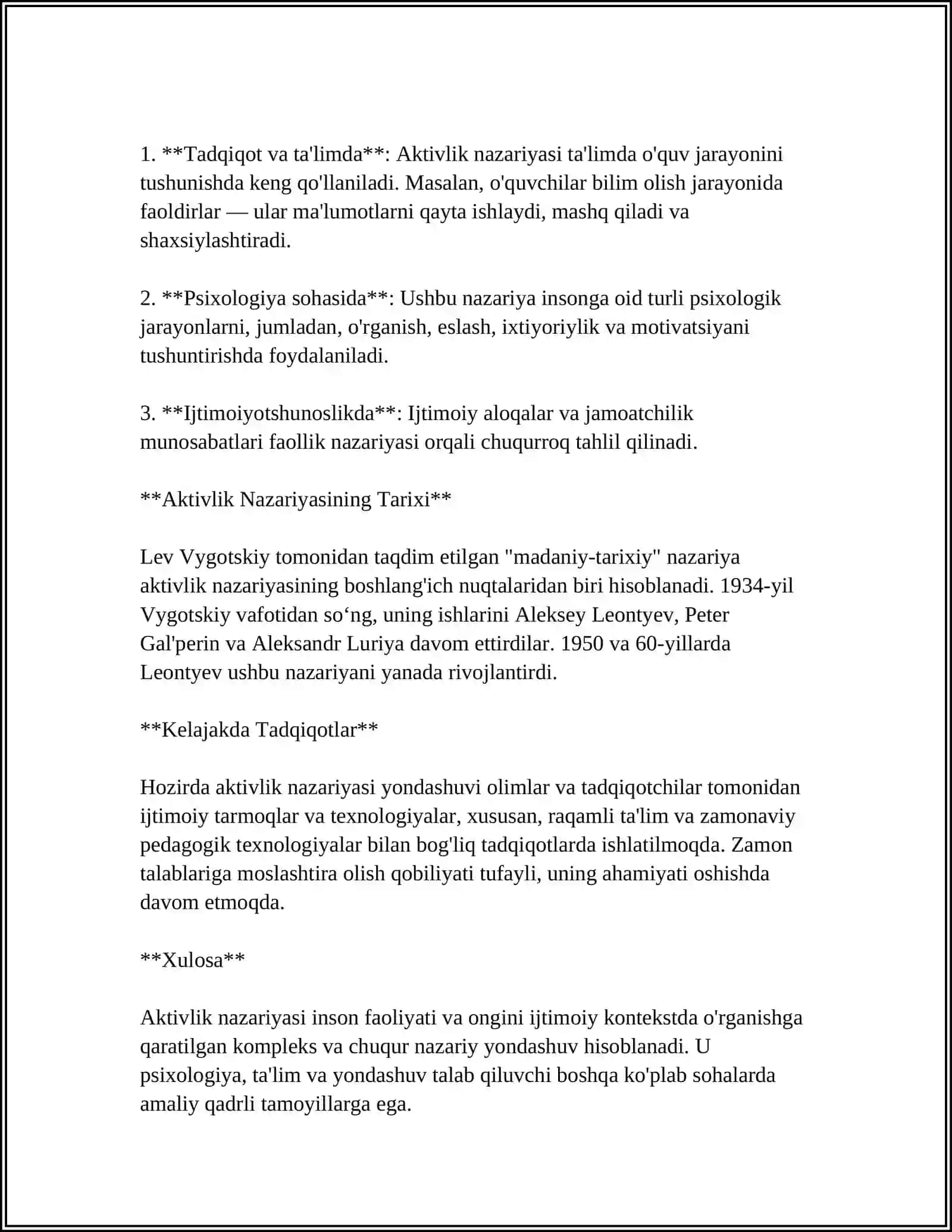 Aktivlik nazariyasi 4