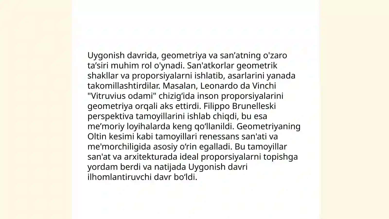 Yevropada uygonish davrida geometrik sohalarni rivojlanishi 4